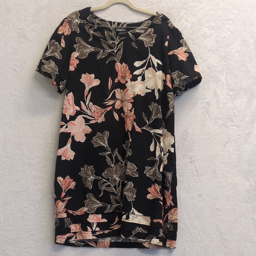 Nicole Miller Women's Floral Blossom Linen Sheath Dress Size L